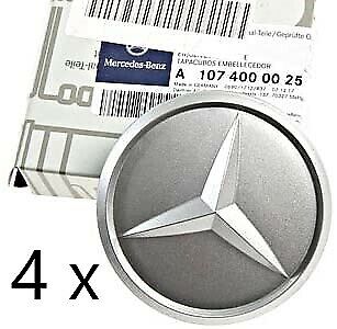 Mercedes-Benz Genuine Silver Wheel Center Hub Cap Set For Alloy Wheels NEW OEM